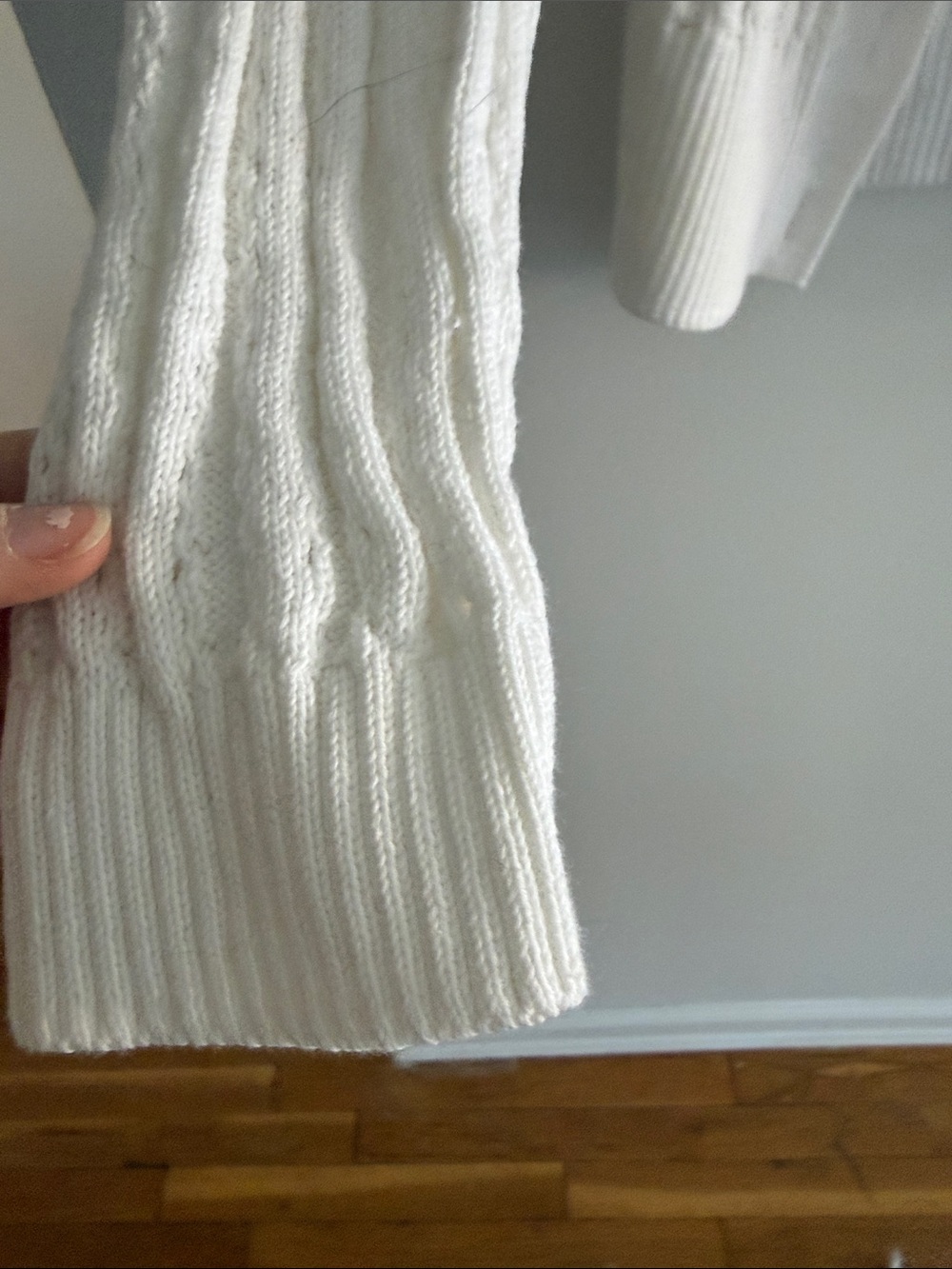Talbots White Ribbed Eyelet Button Cardigan - Picture 5 of 6
